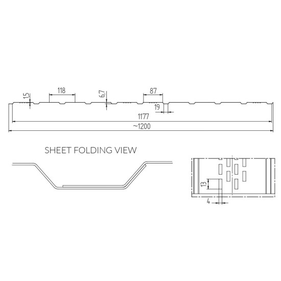 T-7-Pro Trapezoidal Perforated Sheet Metal Facade Cladding for External Walls and Ceilings - 1200mm width