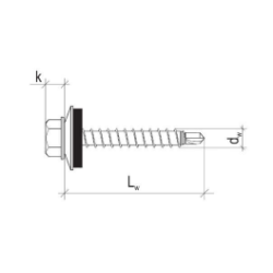 4.8 x 35mm Self-Drilling Screw With EPDM Washer For Fixing Steel Sheets In Wooden Substrate - WFD (250) - 7016