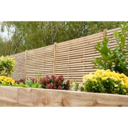 1.8m x 1.8m Forest Garden Pressure Treated Contemporary Double Slatted Fence Panel (Pack of 4)