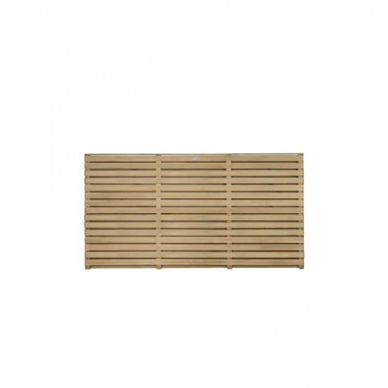 1.8m x 0.91m Forest Garden Pressure Treated Contemporary Double Slatted Fence Panel (Pack of 3)