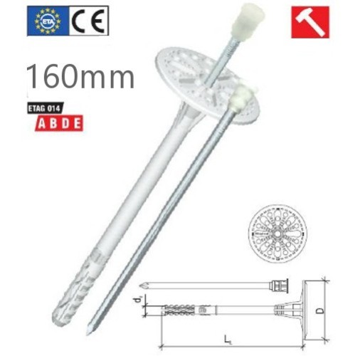 180mm LMX10 Klimas W-M Universal Insulation Panel Fixing with Metal Pin (200 pcs)