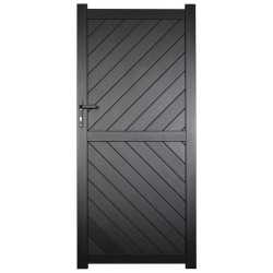 1000 x 1600mm Cambridge Pedestrian Flat Top Gate with Diagonal Solid INFILL, LOCK, Lock Keep and Hinges (Black)