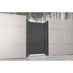 1000 x 1800mm Cambridge Pedestrian Flat Top Gate with Diagonal Solid INFILL, LOCK, Lock Keep and Hinges (Black)