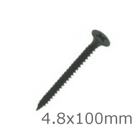 Black Drywall Screws 4.8 x 100mm Fine Thread (200 pcs)